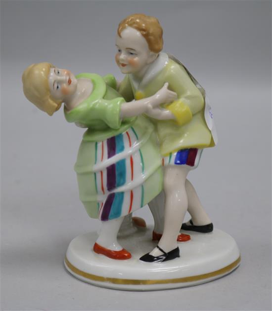 A Katzhusse figure of a dancing couple